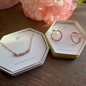 BP Light Rhodolite CZ Necklace & Earrings Set Rose Gold Plating